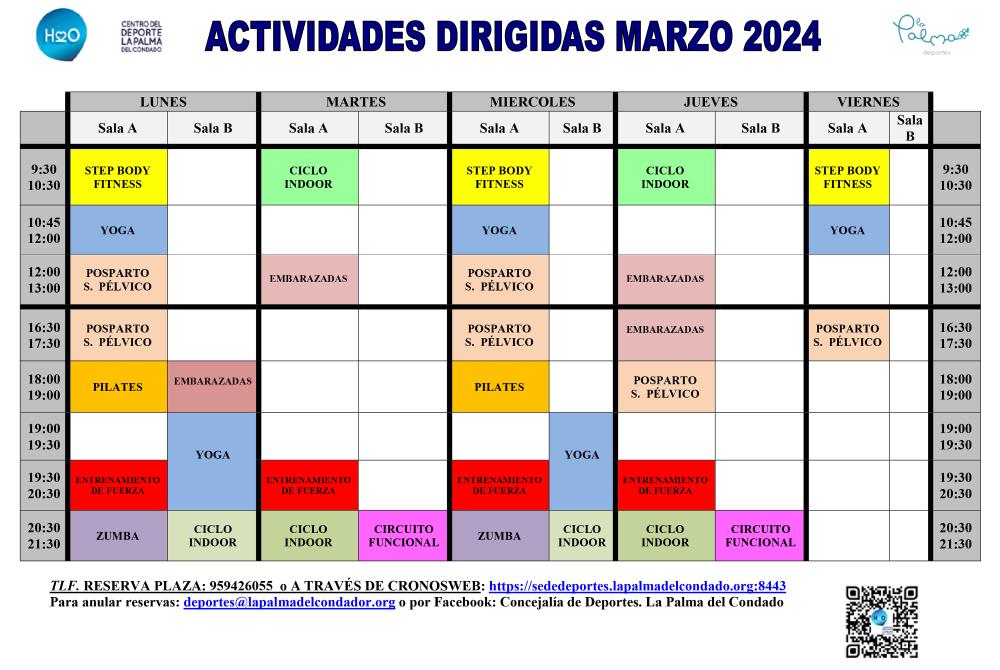 Imagen HORARIO DE ACTIVIDADES DIRIGIDAS, MARZO 2024
