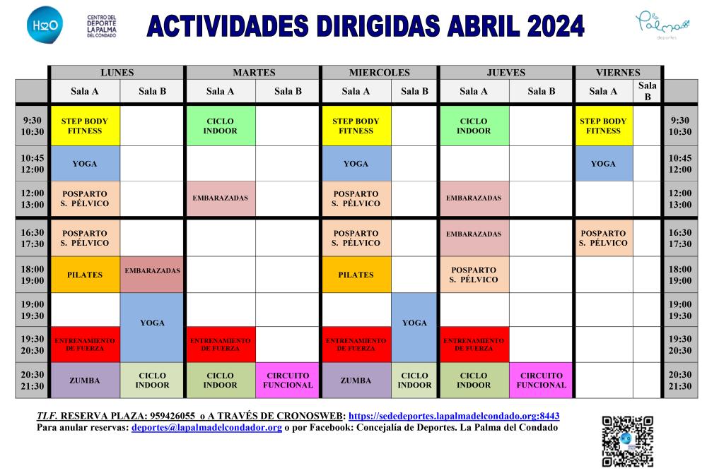 Imagen HORARIO DE ACTIVIDADES DIRIGIDAS, ABRIL 2024