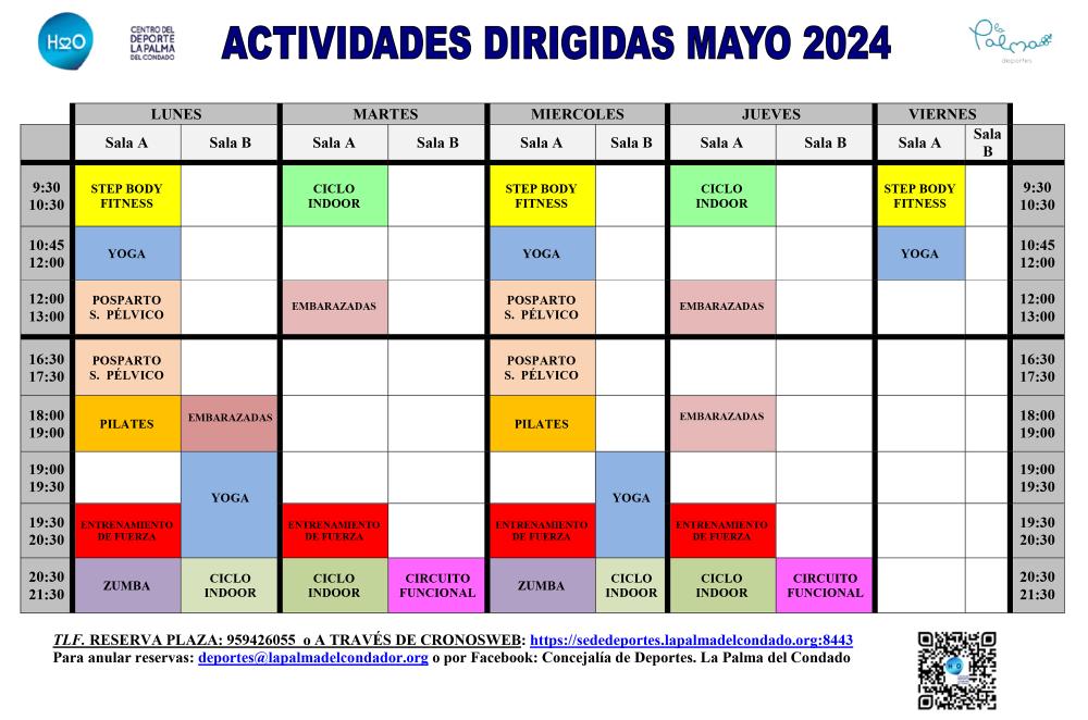 Imagen HORARIO DE ACTIVIDADES DIRIGIDAS, MAYO 2024